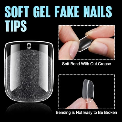 TOMICCA Extra Short Square Fake Nail Tips, Half Matte Acrylic Pre Filed Soft Gel Nail Tips, 360Pcs Full Cover Pre Shaped 12 Sizes Fake Nails for Beginner and Professional DIY Nail Salon… - Image 3