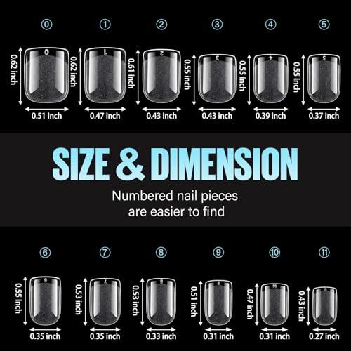TOMICCA Extra Short Square Fake Nail Tips, Half Matte Acrylic Pre Filed Soft Gel Nail Tips, 360Pcs Full Cover Pre Shaped 12 Sizes Fake Nails for Beginner and Professional DIY Nail Salon… - Image 6