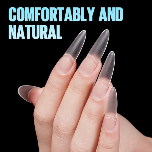 TOMICCA 360pcs Long Oval Matte Soft Gel Nail Tips Half Cover False Nails 15 Sizes - Image 2