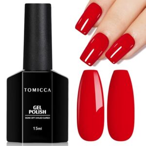 TOMICCA Red Gel Polish, Red Nail Polish Gel, Soak Off U V Red Nail Polish Quick Dry, Long Lasting Manicure Salon DIY Nails Polish Gel Colors