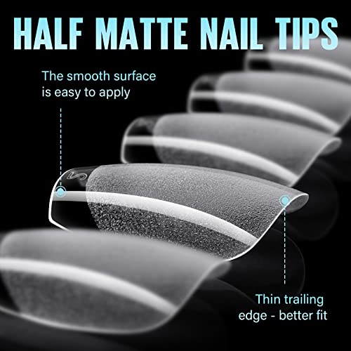 TOMICCA Short Coffin Nail Tips, 12 Sizes Soft Gel Nail Tips, 192Pcs Full Cover Pre Shaped Nails, Acrylic Half Matte Short Gel Nail Tips for Nail for Home DIY Extensions Nail Salon Gelly Tips - Image 4