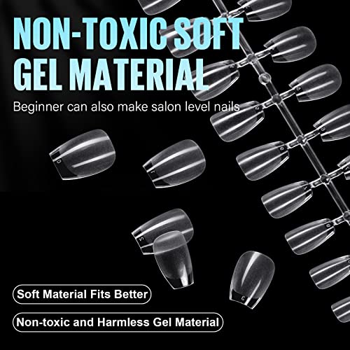 TOMICCA Short Coffin Nail Tips, 12 Sizes Soft Gel Nail Tips, 192Pcs Full Cover Pre Shaped Nails, Acrylic Half Matte Short Gel Nail Tips for Nail for Home DIY Extensions Nail Salon Gelly Tips - Image 6