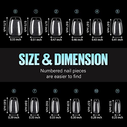 TOMICCA Short Coffin Nail Tips, 12 Sizes Soft Gel Nail Tips, 192Pcs Full Cover Pre Shaped Nails, Acrylic Half Matte Short Gel Nail Tips for Nail for Home DIY Extensions Nail Salon Gelly Tips - Image 7
