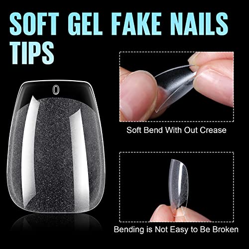 TOMICCA Short Coffin Nail Tips, 12 Sizes Soft Gel Nail Tips, 192Pcs Full Cover Pre Shaped Nails, Acrylic Half Matte Short Gel Nail Tips for Nail for Home DIY Extensions Nail Salon Gelly Tips - Image 3