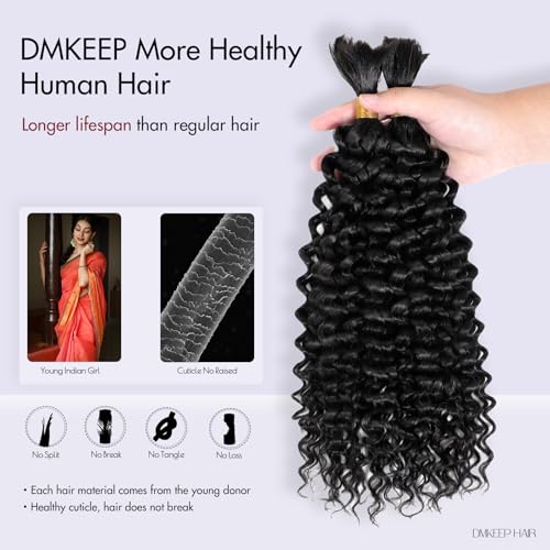 Top Grade Water Wave Human Braiding Hair 2 Bundles 100g Human Hair Braiding Hair No Weft Bulk Human Hair for Braiding Hair Extensions Jet Black 18 Inch - Image 2