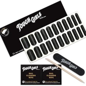 TOUGH GIRLS | 22 Semi-Cured Gel Nail Polish Strips | Brighter, Thicker, Tougher | UV LED Lamp Use Required | Includes Cuticle Stick, Nail File, Nail Wipes (Black Cat-Eye)
