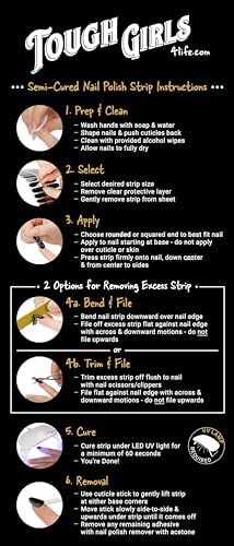 TOUGH GIRLS | 22 Semi-Cured Gel Nail Polish Strips | Brighter, Thicker, Tougher | UV LED Lamp Use Required | Includes Cuticle Stick, Nail File, Nail Wipes (Black Cat-Eye) - Image 6