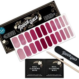 TOUGH GIRLS | 22 Semi-Cured Gel Nail Polish Strips | Brighter, Thicker, Tougher | UV LED Lamp Use Required | Includes Cuticle Stick, Nail File, Nail Wipes (Merlot Ombre)