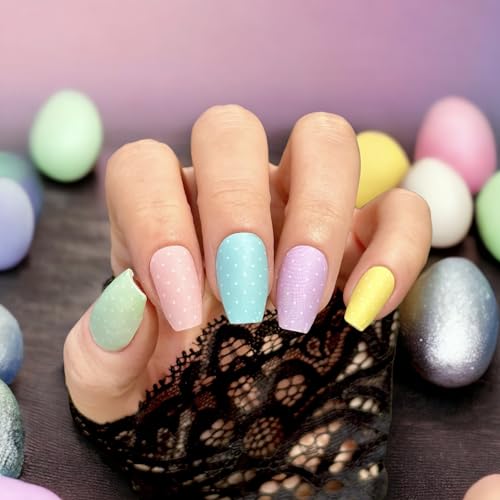 TOUGH GIRLS | Nail Polish Strips | 20 Stylish Strips | Brighter, Thicker, Tougher | Includes Cuticle Stick, Nail File, & Nail Wipes (Sunday Pastels & Dots - Matte) - Image 5