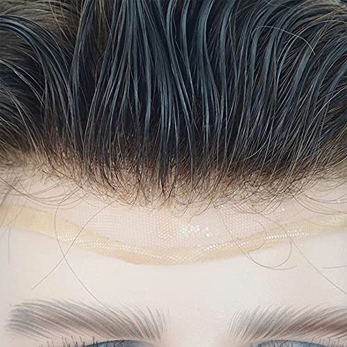 Toupee for men 100% Real Human Hair Mens Hair Pieces 8x10 inch Soft Full French Lace Human Hair Replacement System for Man, 2(Dark Brown Color) - Image 4
