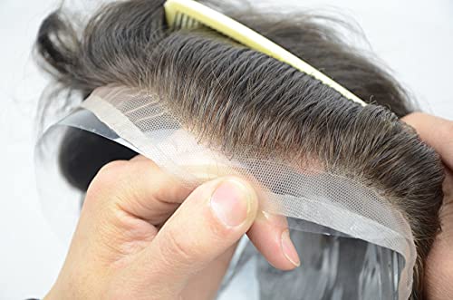 Toupee for men 100% Real Human Hair Mens Hair Pieces 8x10 inch Soft Full French Lace Human Hair Replacement System for Man, 2(Dark Brown Color) - Image 6
