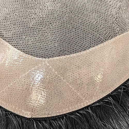 Men's 100% Virgin Human Hair Toupee 6x8 Inch Mono Top Off Black Natural Wave - Image 6
