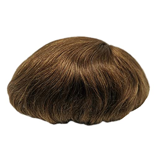 Toupee for Men - Real Human Hair Replacement System - Fine French Lace Hairpiece - Customizable Hair Units - Natural-Looking Hair Pieces - Hair Prosthesis - #4 Light Brown - 8x10 - Image 2