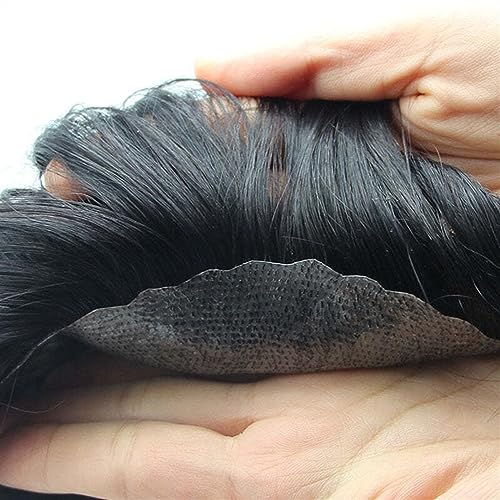 Toupee for Men V-Loop Injection Skin Men Toupee Durable Human Hair System for Men 0.1-0.12mm Thin Skin PU Base Male Hair Prosthesis 8×10" Breathable Black Men's Toupee Men Wig ( Color : 30mm Wave Toup - Image 3