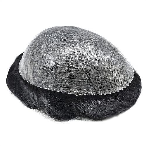 Toupee for Men V-Loop Injection Skin Men Toupee Durable Human Hair System for Men 0.1-0.12mm Thin Skin PU Base Male Hair Prosthesis 8×10" Breathable Black Men's Toupee Men Wig ( Color : 30mm Wave Toup - Image 6