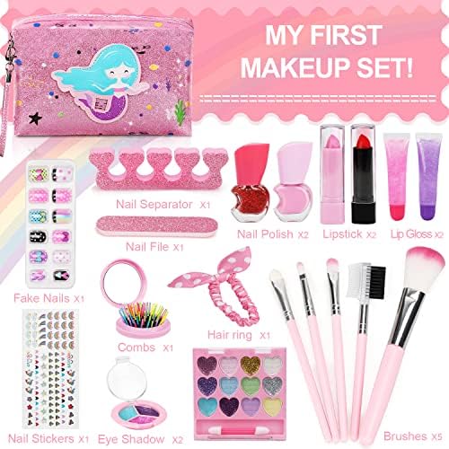 TOY Life Kids Washable Mermaid Makeup Kit for Girls Ages 4-12 with Non-Toxic Formula - Image 7