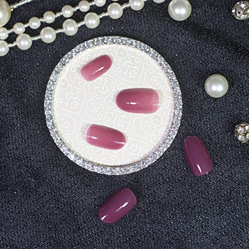 Translucent Taro Gel Cover Short Medium Full Cover Acrylic Press On Nails - Image 4