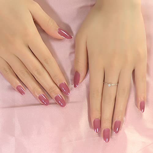 Translucent Taro Gel Cover Short Medium Full Cover Acrylic Press On Nails - Image 2