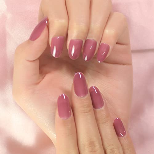 Translucent Taro Gel Cover Short Medium Full Cover Acrylic Press On Nails - Image 3