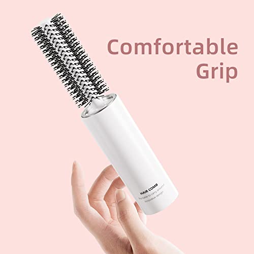 Travel Round Brush for Women,Men-Small Round Brush for Styling,Blow Drying-Travel Size Hair Brush with Nylon Bristles-Mini Round Brush for Bangs Curly Thin Short Hair(White) - Image 4