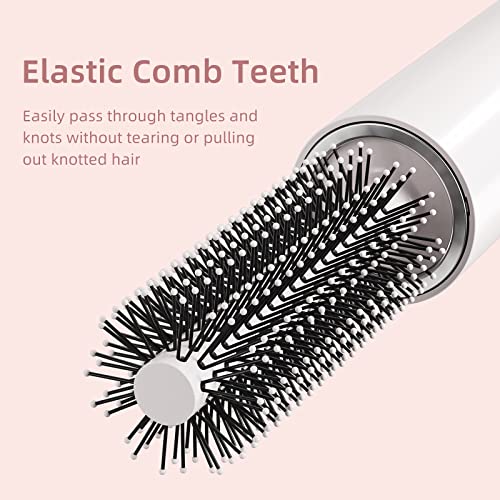 Travel Round Brush for Women,Men-Small Round Brush for Styling,Blow Drying-Travel Size Hair Brush with Nylon Bristles-Mini Round Brush for Bangs Curly Thin Short Hair(White) - Image 2