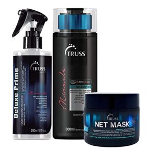 TRUSS Deluxe Prime Treatment and Miracle Shampoo Net Hair Mask Bundle 3 Piece Set