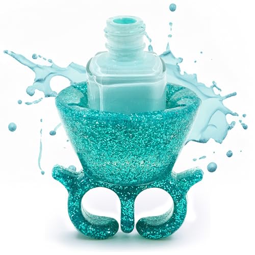tweexy Wearable Nail Polish Holder Ring - Ideal Gift for Teenage Girls - Nail Polish Holder Stand for Manicure & Pedicure, Fingernail Painting - Nail Polish Accessories (Mermaid Sparkle)