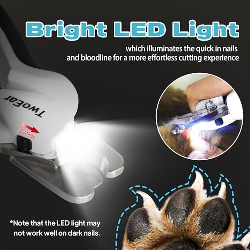 TwoEar Dog Nail Clippers with Light, Dog Nail Trimmers with Quick Sensor & Safety Guard, Razor Sharp Blade, LED Pet Nail Clipper/Dog Toenail Clippers for Medium Large Dogs, Black - Image 2