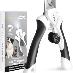 TwoEar Dog Nail Clippers with Light, Dog Nail Trimmers with Quick Sensor & Safety Guard, Razor Sharp Blade, LED Pet Nail Clipper/Dog Toenail Clippers for Medium Large Dogs, Black