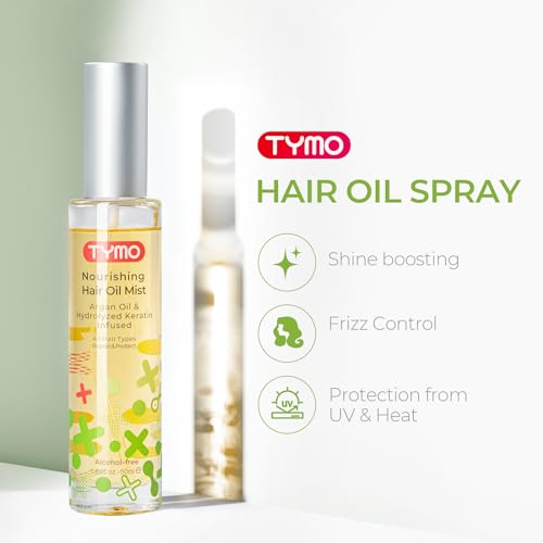 TYMO Argan Hair Oil Spray - Hydrating Veganic Natural 6 Blend Oil for Frizzy & Dry Hair, Organic Pure Formula, Daily Use Hair Treatment, Smooth Damaged Ends, Olive Oil & Vitamin E Infused, Add Shine - Image 2