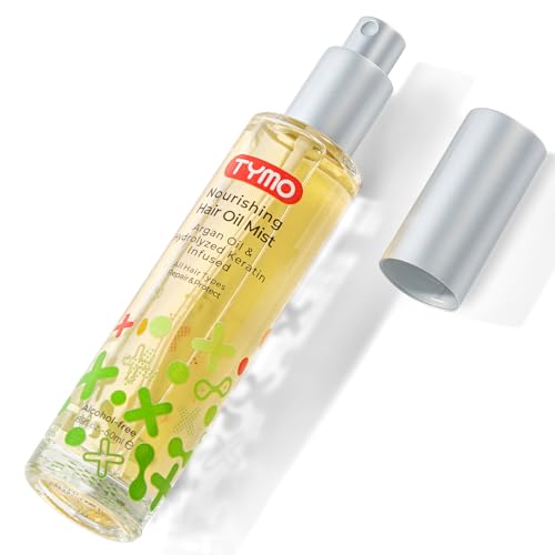 TYMO Argan Hair Oil Spray - Hydrating Veganic Natural 6 Blend Oil for Frizzy & Dry Hair, Organic Pure Formula, Daily Use Hair Treatment, Smooth Damaged Ends, Olive Oil & Vitamin E Infused, Add Shine
