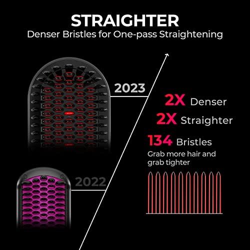 TYMO Upgraded Ionic Hair Straightener Brush 16 Heat Settings Dual Voltage for Thick Curly Hair - Image 3
