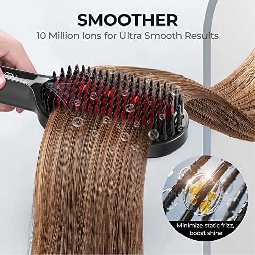 TYMO Upgraded Ionic Hair Straightener Brush 16 Heat Settings Dual Voltage for Thick Curly Hair - Image 5