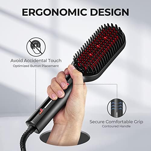 TYMO Upgraded Ionic Hair Straightener Brush 16 Heat Settings Dual Voltage for Thick Curly Hair - Image 6