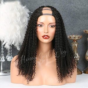 U Part Wigs Human Hair Kinky Curly U Part Wigs for Black Women Brazilian 10A Remy Human Hair Wigs with Natural Black Color U Part Wigs U Shaped Wigs Medium Cap 12"130% Density left part