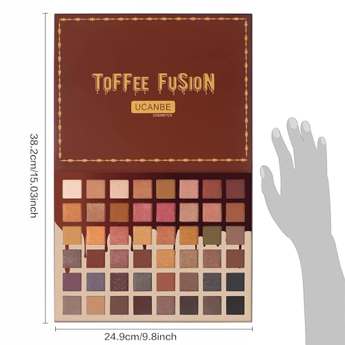UCANBE Toffee Fusion 48 Color Eyeshadow Palette with 15 Brushes and Primer Neutral Matte Shimmer Glitter Makeup Kit - Image 7