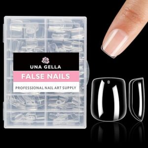 UNA GELLA Extra Short Square Nail Tips XS Short Square Gel X Nails Tips 216pcs Extra Short Press On Nails Full Cover Nail Tips 12 Sizes Clear Fake Nails Extension for Home DIY Nail Salon Soft Gel Tips