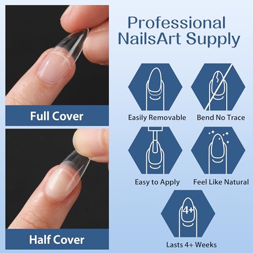 UNA GELLA Medium Stiletto Nails Press On 504Pcs Medium Stiletto Nail Tips Full Cover Pre-matte Stiletto Gel Press On Nails Clear Fake False Nails For Nail Extensions Home Nail Art Salon 12 Sizes - Image 4