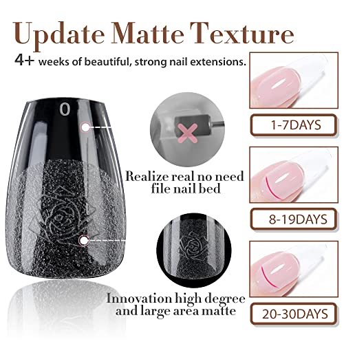 UNA GELLA 504 Pcs Short Coffin Nail Tips and Glue Gel Kit with Integrated Lamp - Image 4
