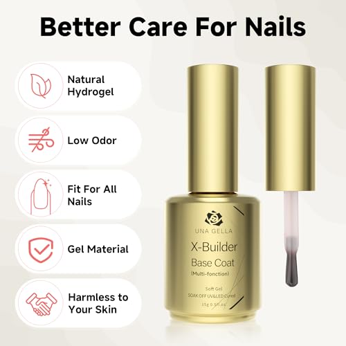 UNA GELLA Sugar Pink Base Builder Gel Nail Polish 15ml Color Rubber Builder Gel Base Coat Soak Off U V Longer Lasting Solid Base Gel for Fake Nails Form Extension Enhancement Shaping All-in-one Bottle - Image 5