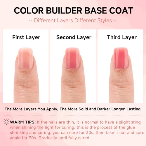 UNA GELLA Sugar Pink Base Builder Gel Nail Polish 15ml Color Rubber Builder Gel Base Coat Soak Off U V Longer Lasting Solid Base Gel for Fake Nails Form Extension Enhancement Shaping All-in-one Bottle - Image 7
