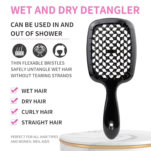 Unbrash Detangling Hair Brush Ultra-Soft Bristles Black Purple New - Image 5