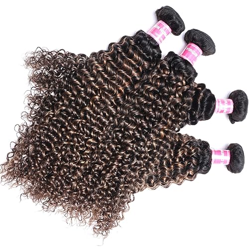 UNICE Brown Highlight Deep Curly 8 10 12 Inch Brazilian Remy Human Hair Weave 3 Bundles Sew In Wig - Image 7