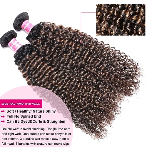 UNICE Brown Highlight Deep Curly 8 10 12 Inch Brazilian Remy Human Hair Weave 3 Bundles Sew In Wig - Image 3