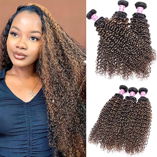 UNICE Brown Highlight Deep Curly 8 10 12 Inch Brazilian Remy Human Hair Weave 3 Bundles Sew In Wig - Image 6