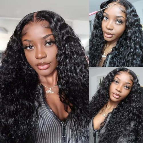 UNICE Bye Bye Knots Glueless Wig Pre Plucked Pre Cut Water Wave 7x5 Lace Front Wigs Human Hair Wet and Wavy Put on and Go Glueless Human Hair Wig 180% Density 24 inch