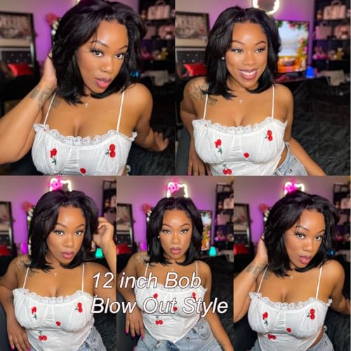 UNICE Bye Bye Knots Wig Yaki Kinky Straight Bob Wigs Human Hair Pre Bleached Invisible Knots 7x5 Lace Front Wigs Human Hair Pre Everything Glueless Wigs Pre Plucked Pre Cut Lace 14 inch - Image 6