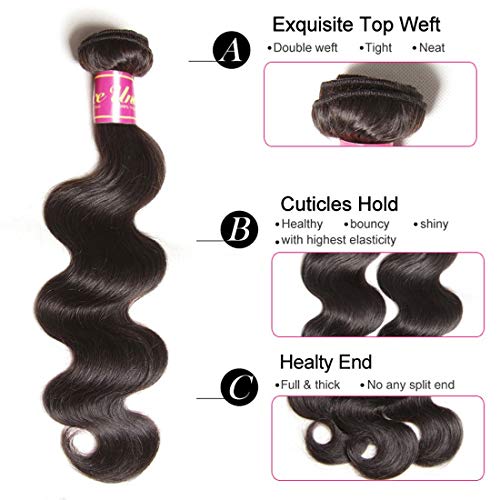 UNice Hair Icenu Series 8a Indian Body Wave Virgin Hair 3 Bundles, 100% Unprocessed Human Hair Extensions Weave Natural Color (18 20 22 inches) - Image 3