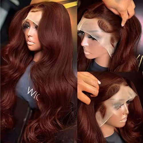 UNICE Reddish Brown 13x4 Lace Front Wig Human Hair 180% Density Bleached Knots for Women Body Wave Copper Red Glueless Human Hair Frontal Wigs Pre Plucked with Baby Hair 22 inch - Image 8