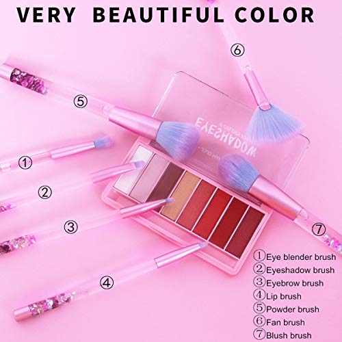 Unicorn Fan Makeup Brush Set with Crystal Sparkles for Blush, Lip, and Eye Makeup - Image 4